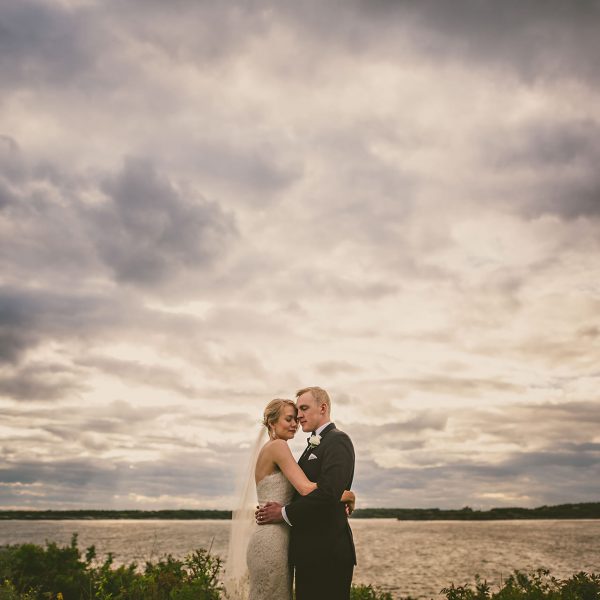 sunset wedding portrait in newport oceancliff hotel