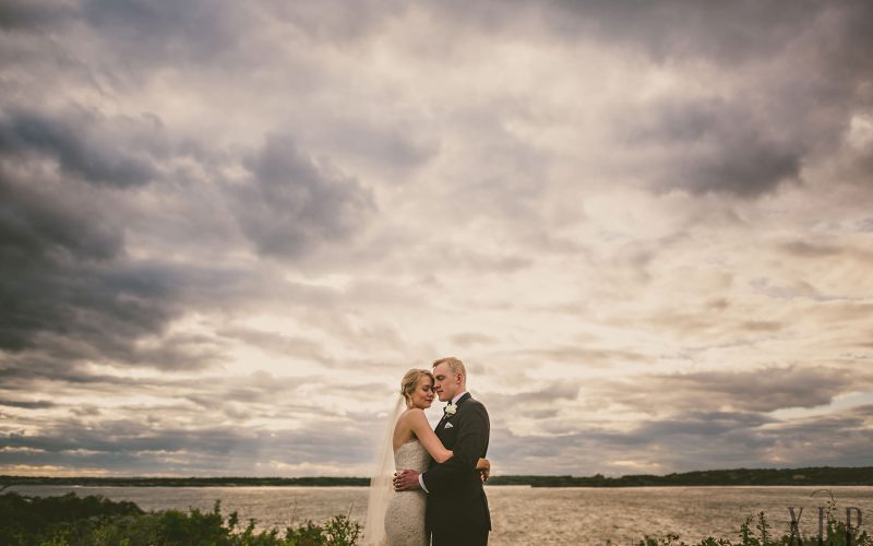 sunset wedding portrait in newport oceancliff hotel