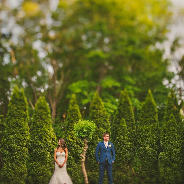 tilt shifted colorful wes anderson inspired wedding photo