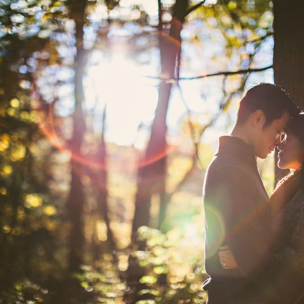 Sun flare in engagement photo